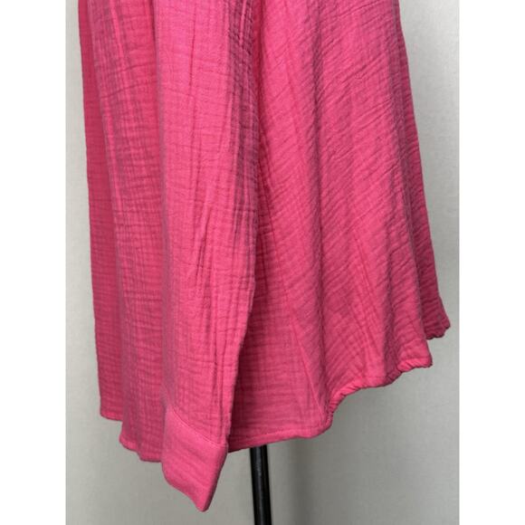 NWT Women’s Popover Gauze Top Tunic SZ XL Pink Long Sleeve Casual 1/4 Button Up - Picture 6 of 15